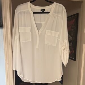 Torrid Harper White Blouse with Roll-Up Sleeves
